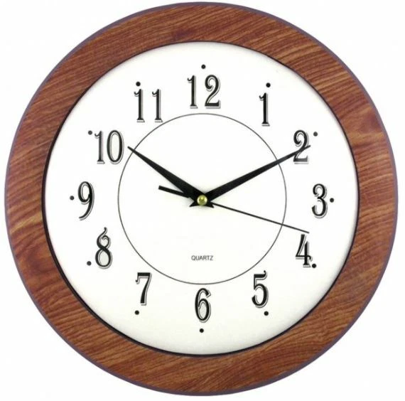 Reloj de Pared Cronometrador 12" Diámetro Marrón Imitación Madera Hora Min Sec del Vendedor de EE. UU. Foto 1 de 1