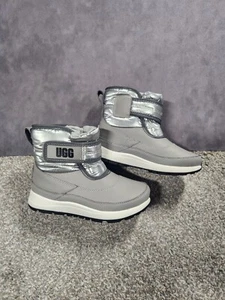 UGG Taney 1135093T Toddler 12 Gray Silver Leather Fleece Waterproof Weather Boot - Picture 1 of 9