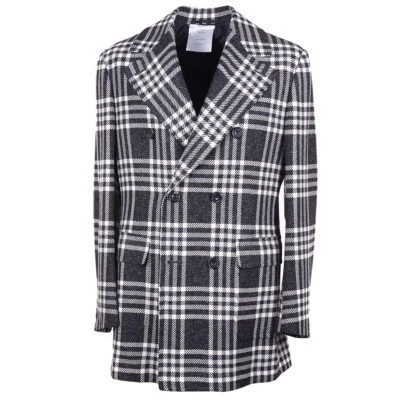 Kiton Napoli Black and White Check Mid-Weight Cashmere Overcoat 41R (Eu 51) NWT - Image 1 of 4