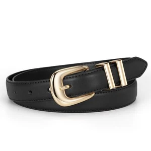 Womens Belt Fashion Leather Wais Belt for Jeans Pants Dresses with Gold Buckl... - Picture 1 of 6