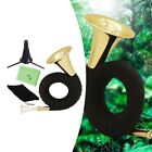 Elegant Bb Brass Hunting Horn Gold Plated Leather Grip Complete Accessories Set
