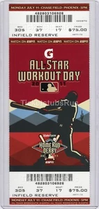 Biglietto completo 2011 ALL STAR WORKOUT DAY 7-11 DAVID ORTIZ LAST HOME RUN DERBY HOF - Foto 1 di 12