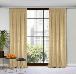 Übergardine Vorhang Schal Velour Beige Blickdicht 120-160-200-240-290cm NACH MAß - Bild 1 von 3