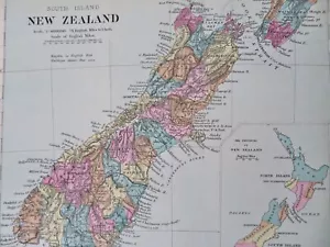 New Zealand South Island Christchurch Blenheim Hokitka 1893 Stanford map - Picture 1 of 4