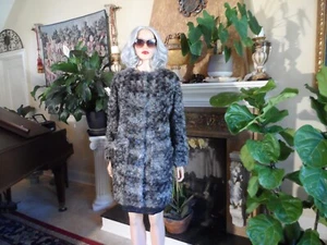 New Kate Spade NY Gray-Black Faux Fur Pea Coat Size XS - Picture 1 of 24
