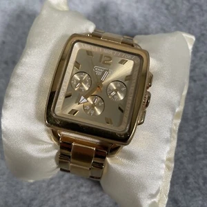 COACH 1941 BY MOVADO LADIES WATCH GOLD TONE LINK BAND REC SS MULTIFUNCTION - Picture 1 of 14