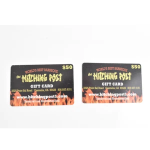 TARJETAS DE REGALO THE HITCHING POST RESTAURANTE 2 $50 MEJOR BARBACOA DEL MUNDO CA - Imagen 1 de 2