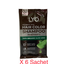 6 x LYO DARK BROWN Hair Color Shampoo Dye Gray White 100% Organic Aloe Vera
