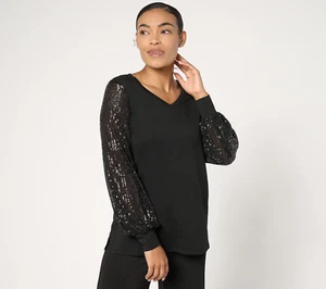 Jingle Belles by Kim Gravel TripleLuxe Knit Dress for Joy Sequin Top Black 1X - Picture 1 of 2