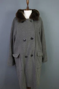 WEEKEND MAX MARA Gray Wool Double Breasted Fur Hooded Coat Size I42/ US8 / GB10 - Picture 1 of 23