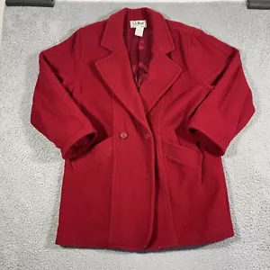 Vintage L.L. Cappotto Bean lana rosso invernale donna taglia 16 cappotto pea misto lana pesante USA - Foto 1 di 6