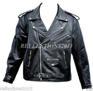 Mens Brando Leather Jacket Touring Motorbike Real Leather Biker Riding Jacket - Bild 1 von 3