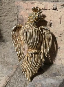 Brooch Pin Bird Gold Tone Bird Of Paradise Lapel Costume Fashion Jewelry - Picture 1 of 8