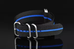 ¡NUEVO! Correa de reloj ARAGON NEGRA con correa azul envolvente de nailon 22 mm correa de reloj - Imagen 1 de 2