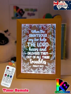 RELIGIOUS PSALM 34.17 PERSONALISED 3D LED Night Light 7 Colour Change Room Lamp - Picture 1 of 13