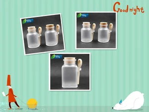 10 frascos con corcho y cuchara 100 g/200 g/300 g sal de baño en polvo botella aderezo ABS  - Imagen 1 de 21