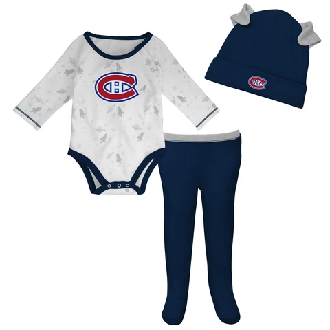 Newborn & Infant White/Blue Montreal Canadiens Dream Team Hat Pants & Bodysuit Cover