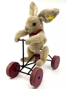 Steiff Record Hansi Rabbit Pull Toy 1950s ID Button Tag Mohair 25cm 10in Vtg - Picture 1 of 16