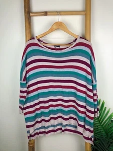 Dotti Oversized Jumper Size M Striped Colorful Viscose Cotton Mix Casual Top - Picture 1 of 10