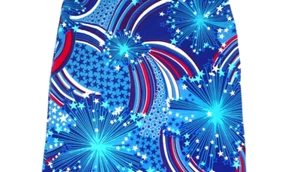 NEU Stretchig Nylon Spandex Patriotisch 14" Minirock - Rot Weiß Blau Made in USA - Bild 1 von 2