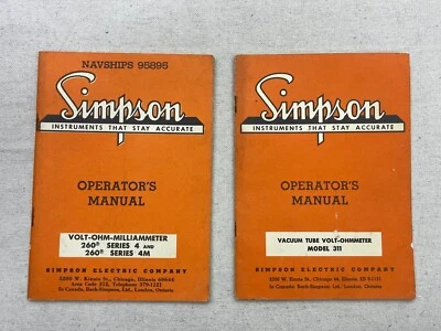 Lot of 2 Simpson vacuum tube volt-ohmmeter Model 312, Operator's Manual, 1966 - Image 1 of 4