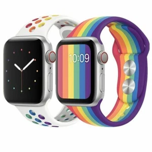 Regenbogenband für Apple Watch Pride Sport Ersatzarmbänder Armband 38-45 mm - Bild 1 von 21