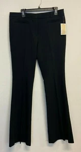 Michael Kors Women's Solid Pleated Wear To Work Flare Pants Black Size 10 - - Picture 1 of 3