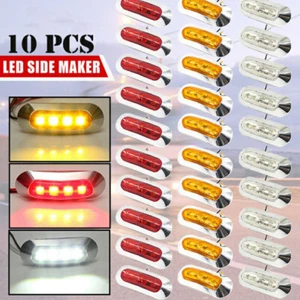 Waterproof 12V 24V 4 LED Side Chrome Marker Light Indicator Truck Trailer Lorry - Picture 1 of 20