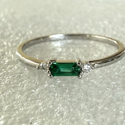 Anillo banda platino turmalina verde diamante NUEVO Foto 1 de 4