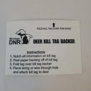 Michigan DNR Deer Kill Tag Backer Instructions - Picture 1 of 2