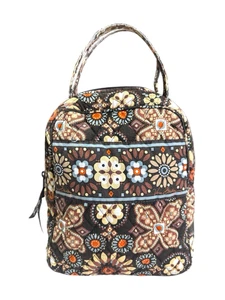 Vera Bradley Brown Lunch Bag Quilted Insulated Flower Tote - Picture 1 of 9
