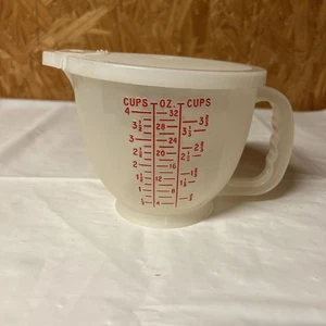 De colección 1977 Tupperware Cuenco Medidor Mix N Store 4 Tazas 1288 Azul y Rojo Con Tapa 7c - Imagen 1 de 6