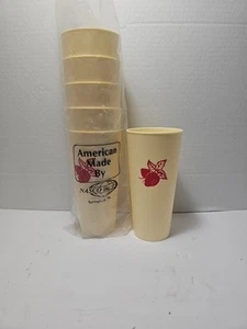 SET OF 6: Vintage 1982 Nasco STRAWBERRY PLASTIC 6" TUMBLER CUPS - NEW! - Bild 1 von 3