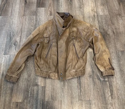 Abrigo Chaqueta Aviador Bombardero De Colección Adventure Bound Para Hombre Cuero Marrón Talla XL Foto 1 de 4