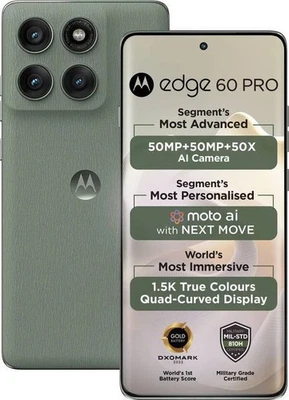 MOTOROLA Edge 60 Pro 5G (Grigio 512GB 16GB RAM) Dimensione 8350 Versione... - Immagine 1 di 4
