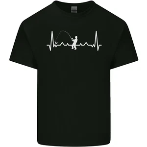  T-Shirt Angeln Pulse EKG Fischer Herzschlag Herren Baumwolle T-Shirt Top - Bild 1 von 15