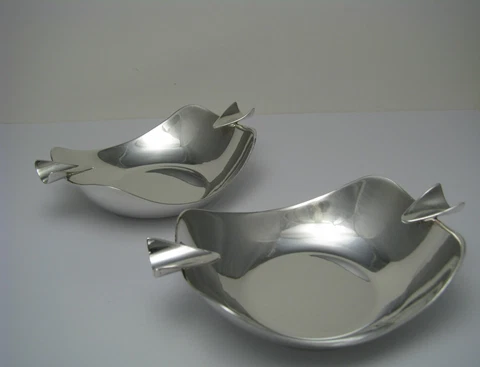 2 MID-CENTURY MODERN STERLING SILVER ASHTRAYS TRAYS by P.Lopez G. Mexico ca1960s Cover