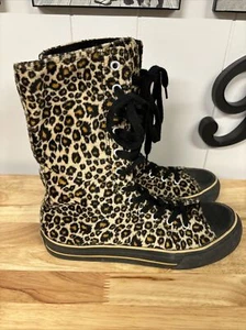 Underground England Trainer Boots FVT 231 Leopard Print 12 Eyelets Womens Size 9 - Picture 1 of 11