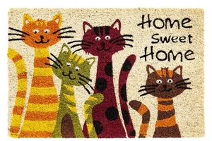 KOKOSMATTE 15mm Kokos Fußmatte Kokosmatten 40x60cm vier Katzen Schmutzfangmatte - Bild 1 von 6