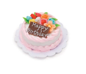 Miniature Birthday Cake, Dollhouse Kitchen Miniature, Mini Decorated Cake - Picture 1 of 1