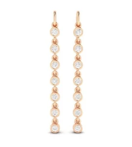 0.84ct Natural Round Diamond 14k Rose Gold Anniversary Hook Dangle Earrings - Picture 1 of 5