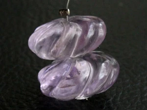 17-18mm Natural Purple Amethyst Hand Carved Spiral Rondelle Gemstone Beads 35065 - Picture 1 of 6