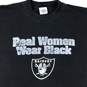 vintage 90s RAIDERS REAL WOMEN WEAR BLACK T-Shirt M/L nfl football los angeles
