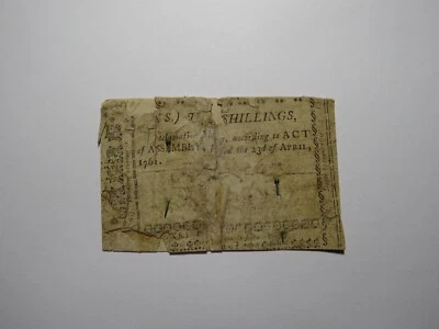 1761 Ten Shillings North Carolina NC Colonial Currency Note Bill RARE Issue 10s - Image 1 of 2