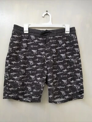 Pantalones Cortos Rip Curl Lay Days Bolsillo Lateral Tiburones Aletas Estampado Gris Talla 30 Foto 1 de 3