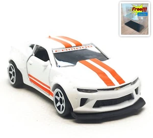 Majorette Chevrolet Camaro 2021 White / Orange Stripes 1:64 3" no Package - Picture 1 of 8