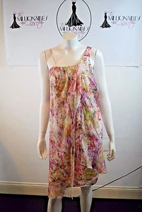 POLECI SILK FLORAL DELICATE DAINTY ONE SHOULDER FLOUNCY DRESS SZ 2 - Picture 1 of 6
