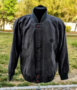 Vintage Caman Zip-Up Classic Black Retro 1980s Bomber Jacket Mens Lg Coat EUC - Picture 1 of 7