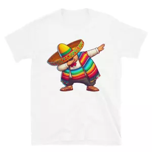 Cinco de Mayo T-Shirt - Dabbing Mexican Poncho & Sombrero Dab Fiesta Funny Tee - Picture 1 of 24