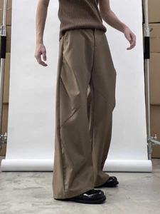 Korean Style Men's Wide Leg Suit-Pants with Draping Effect for Casual Streetwear - Picture 1 of 16